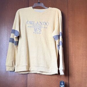 Orlando 1875 Men's Crewneck Pullover Beach Terry Sweatshirt - Light Yellow M NWT